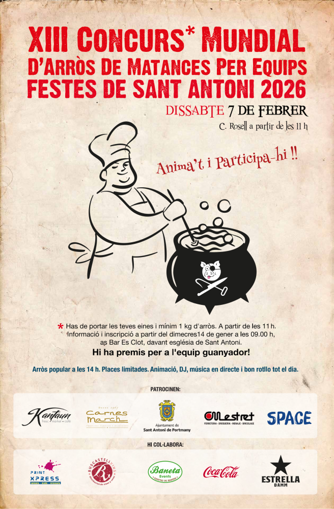  Imatge El Concurs mundial d’Arròs de Matances celebra la XIII edició el 7 de febrer a Sant Antoni