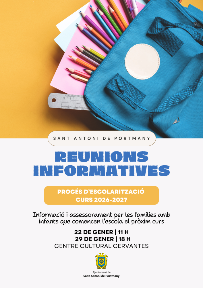  Imatge L'Ajuntament de Sant Antoni organitza dos reunions informatives sobre el procés d'escolarització dels infants nascuts l'any 2023